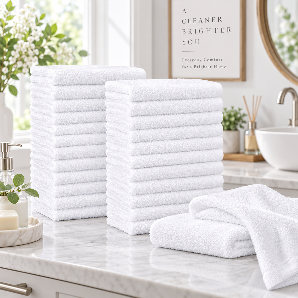 Amazon Basics 100% Cotton Face Towels 30 x 30 cm – 12 or 24 Pack