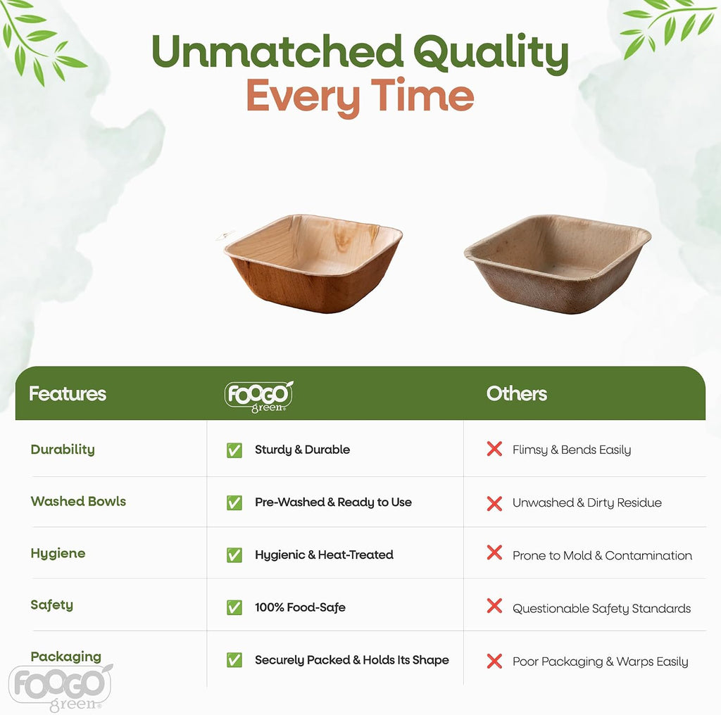 500Pcs Disposable Palm Leaf Bowls, 5" (13Cm) 19.4Oz (550Ml)