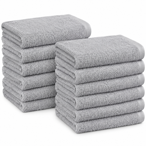 Amazon Basics grey 100% cotton face towels 30 x 30 cm pack of 12