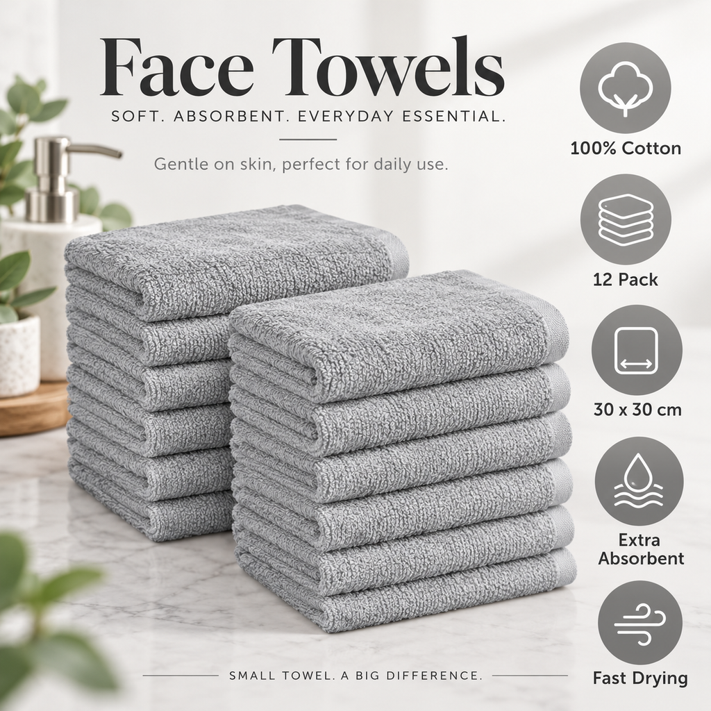 30 x 30 cm cotton face towel size guide