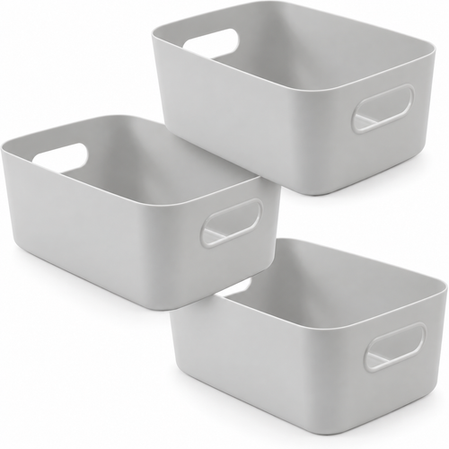 SA Products grey stackable storage baskets with handles pack of 3