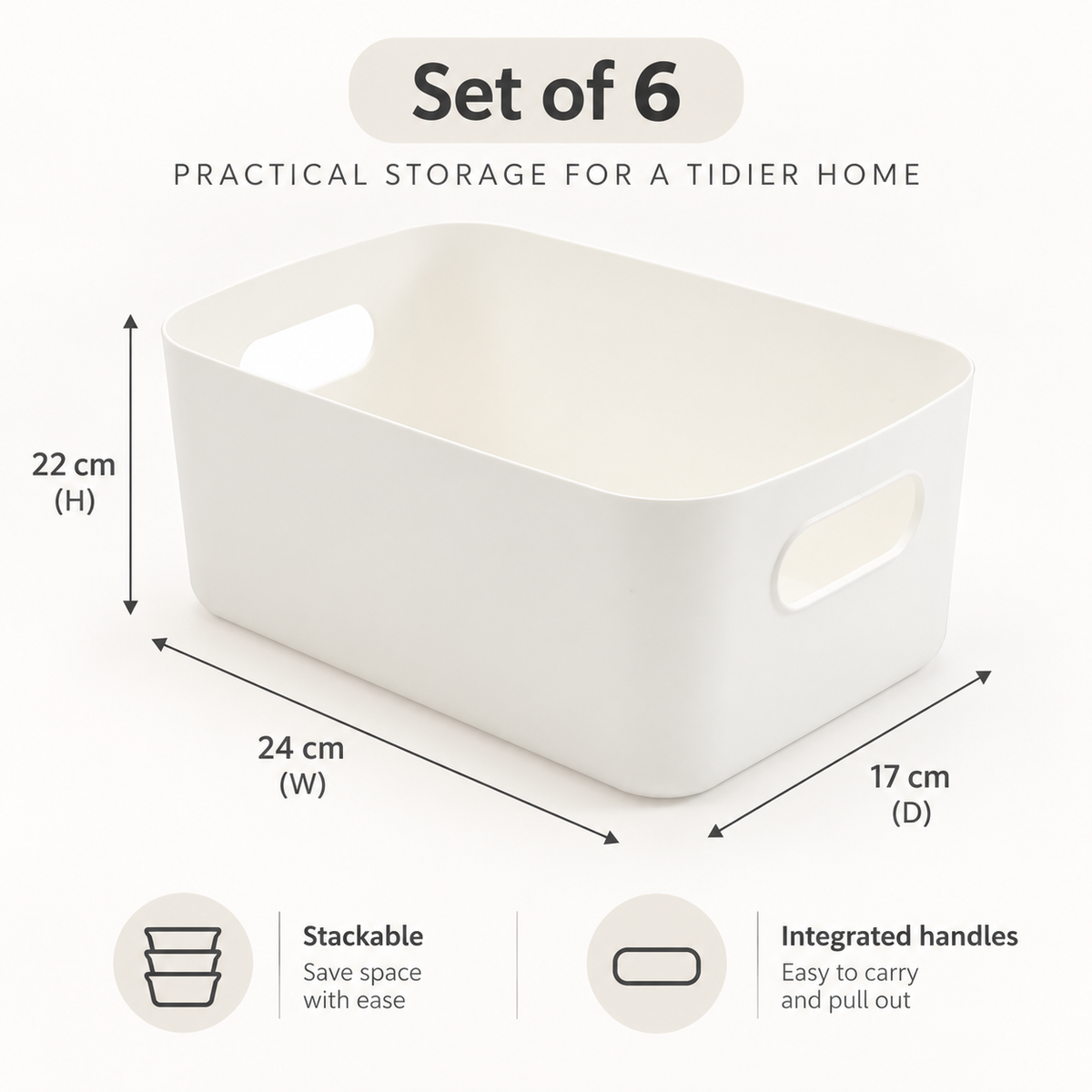 SA Products storage basket dimensions 17 x 24 x 22 cm