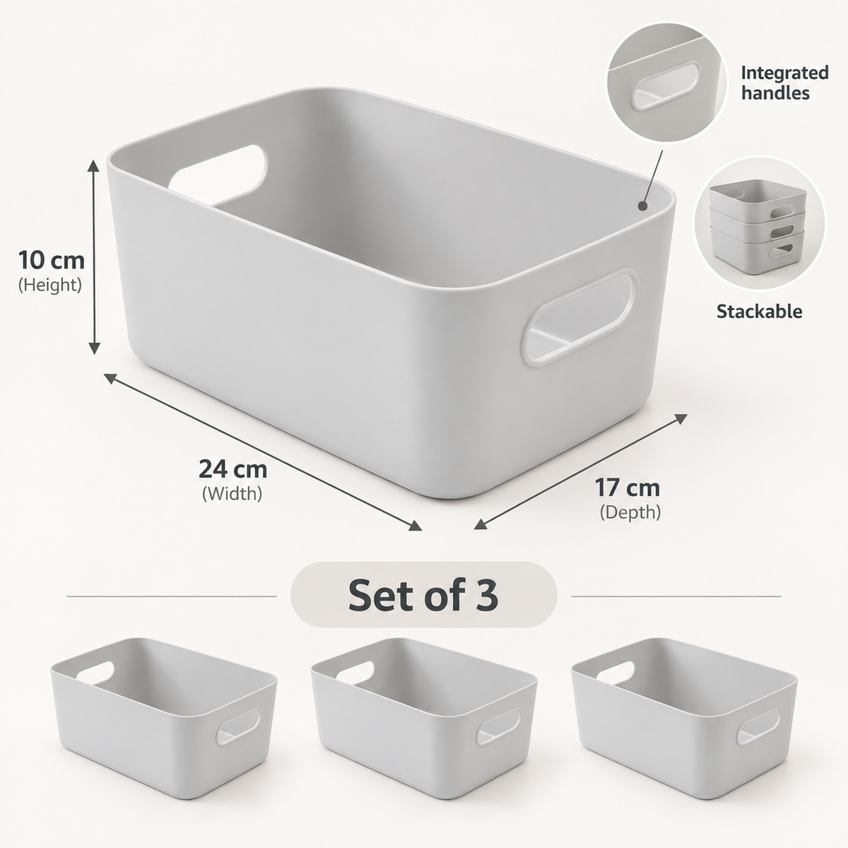 SA Products storage basket dimensions 17 x 24 x 22 cm