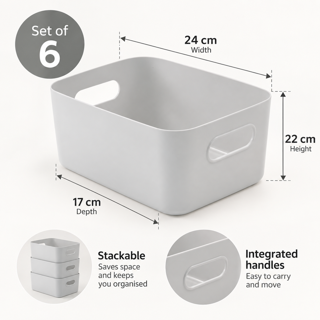 SA Products storage basket dimensions 17 x 24 x 22 cm