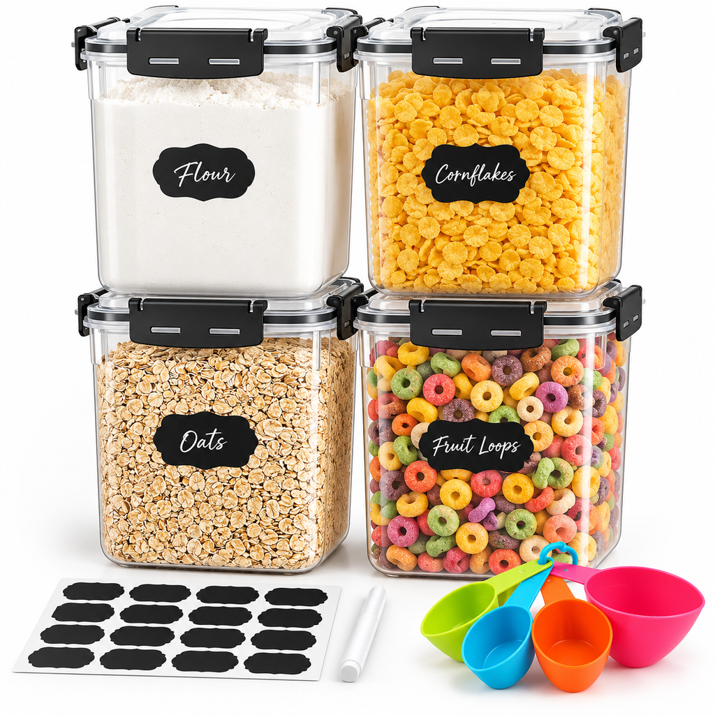 YASHE 5.3L large airtight food storage containers pack of 4